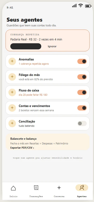 Agentes que vigiam o dia a dia, com liga e desliga