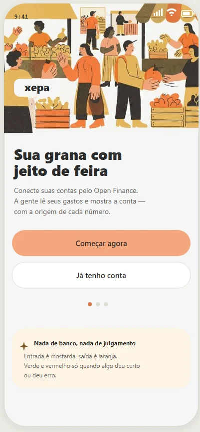 Boas-vindas com a identidade ilustrada